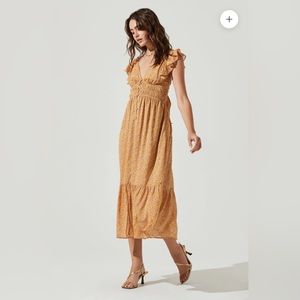 NWOT Astr the Label Montreal Floral Ruffle Cutout Midi Dress Size Large